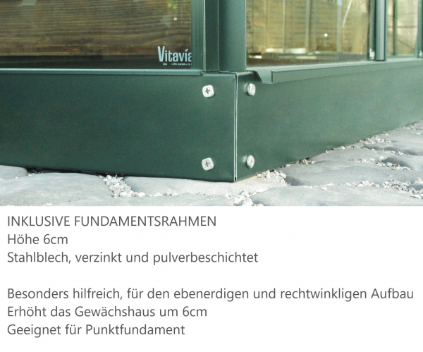 SPARSET Vitavia Gewächshaus Diana 6700 ESG BxT 264x258cm smaragd + Fundamentsrahmen